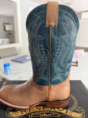 J.B. Dillon Teal and Tan Men's Cowboy Boots